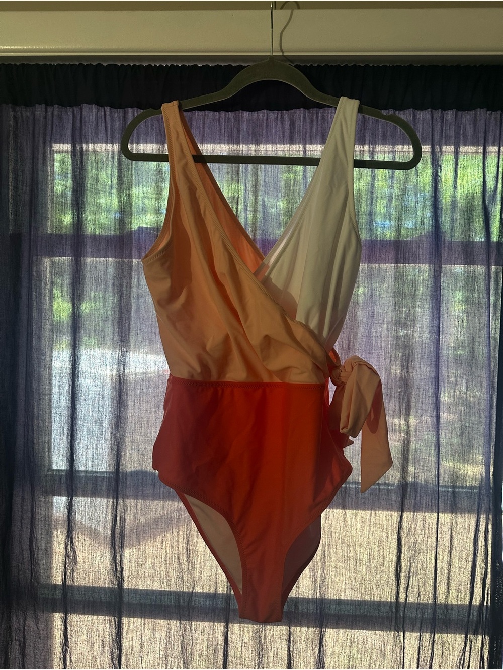 Cupshe Orange, Peach & White Wrap One-Piece Swimsuit